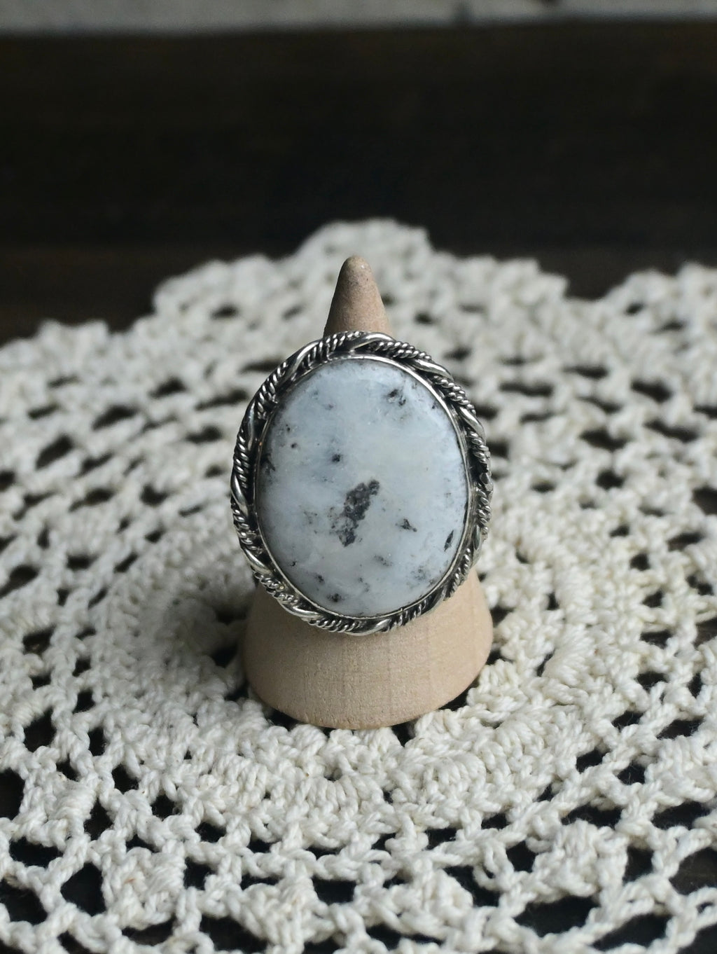 White Buffalo Adjustable Ring
