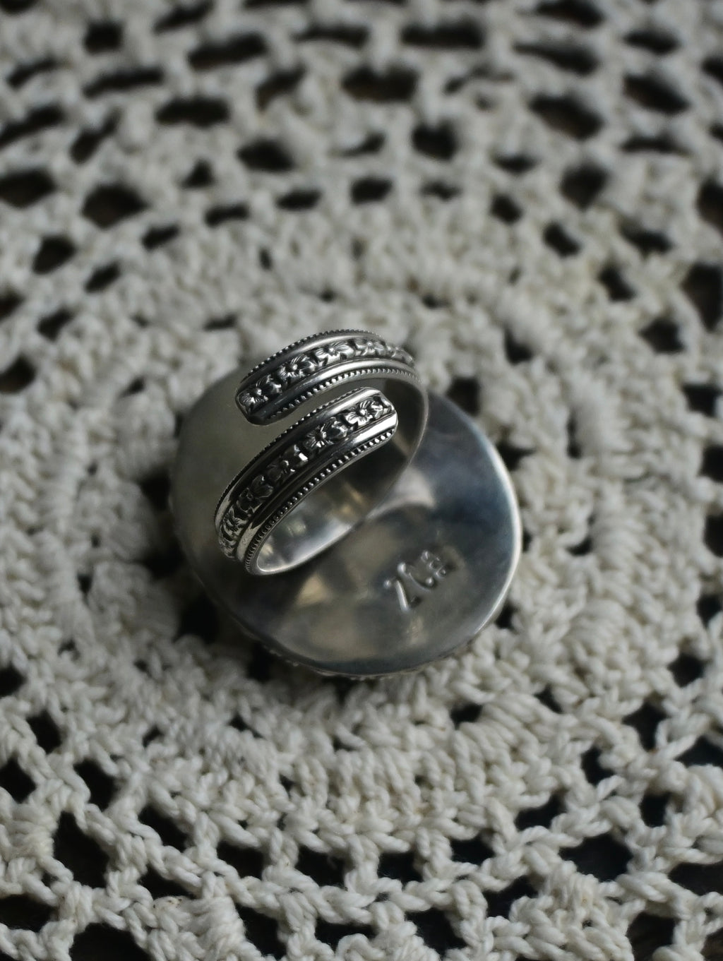 White Buffalo Adjustable Ring